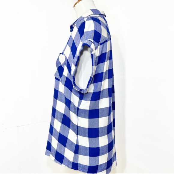 SOLD-Rails Cobalt Blue Buffalo Plaid Buttondown Top - Picture 4 of 8